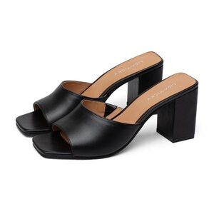 Lisa Vicky Vital block heel mule slides size 8.5 black